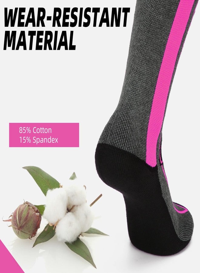 TurnWay 2-Pairs Ski Socks Over The Calf (OTC) for Skiing, Snowboarding, Winter Outdoor Activities for Men & Women (Purple, Small) - Image 3
